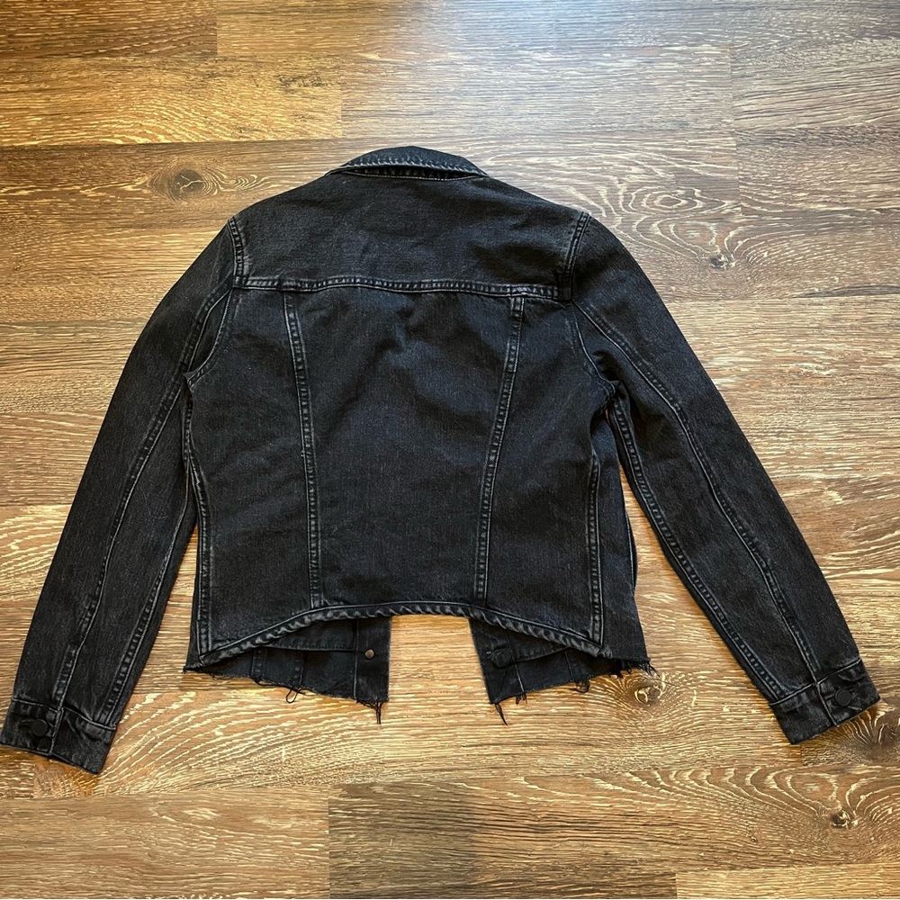 NWT [BLANKNYC] Ghosted Jacket raw hem black Denim Jean trucker Blank N.Y.C. Crop - Picture 6 of 10